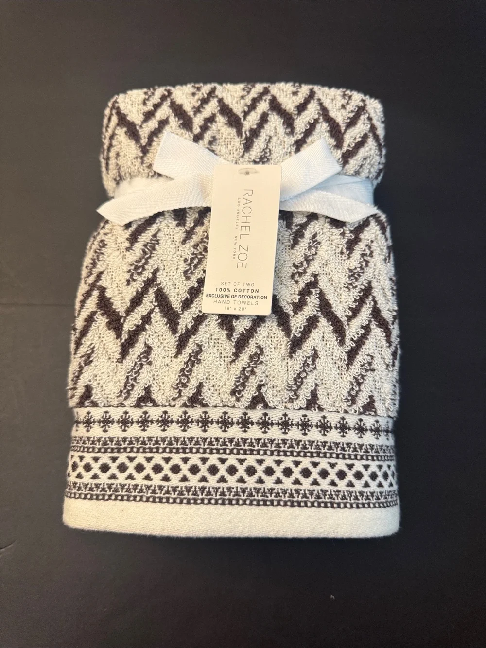 8pc RACHEL ZOE 100% Cotton(EOD) Chevron Pattern Bath Towel Set - Cocoa/Coco